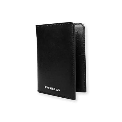 Svenklas Erno Slim Wallet: Stylish black leather cardholder, holds 12 cards. Ideal gift for birthdays, anniversaries, and work.