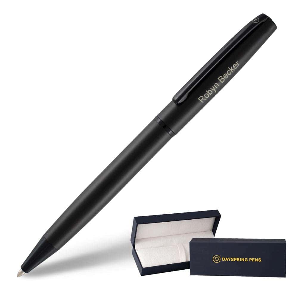 Dayspring Pens Richmond Matte Black Ballpoint Pen | Personalised / Engraved Gift Pen. Unique Gift with Engraved Name or Message