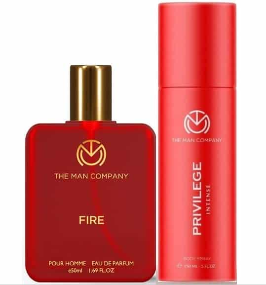 The Man Company Fire Perfume for Men - 50ml & Intense Body Spray - 150ml Gift Set | Premium Long Lasting Fragrance | Valentine's Day Gift For Him