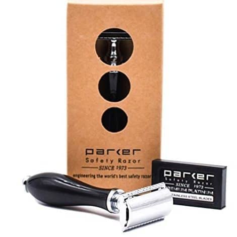 Parker Safety Razor 111 B with Ebony Black Handle – Get a Professional Shave. Includes 5 Premium Blades.