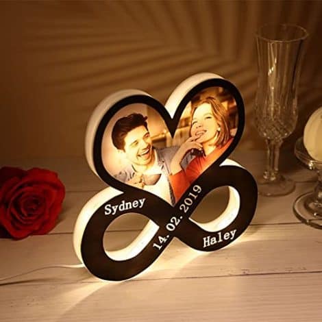 CRAFTY ADDA Infinite Heart Shaped Photo Night Light: Customized Wood Design for All Occasions (30X30 cm)