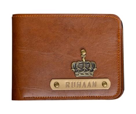 The personalized Junket Tan Leather Wallet for Men, with charms – perfect gift for men’s birthdays.