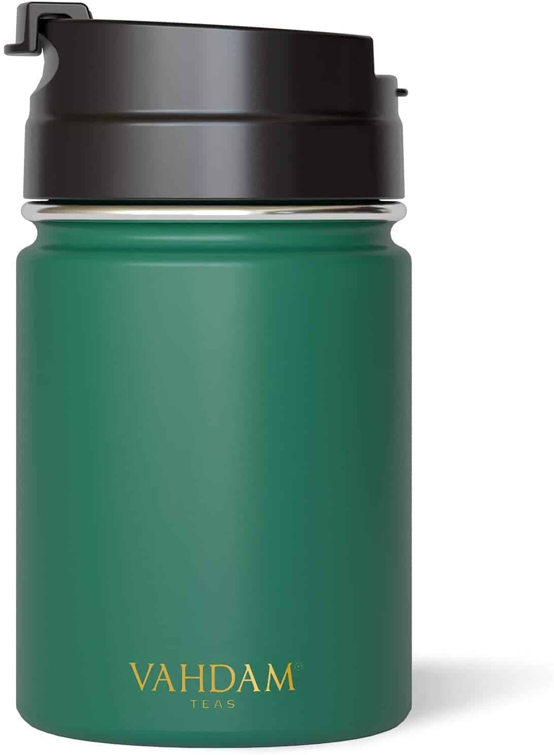 VAHDAM, Stainless Steel Bottle (260ml) Dark Green | Leak-Proof Travel Mug, Vacuum Insulated, Double Wall | Sweat-Proof Sipper Bottle with Lid for Hot and Cold Drinks | Sports Bottle