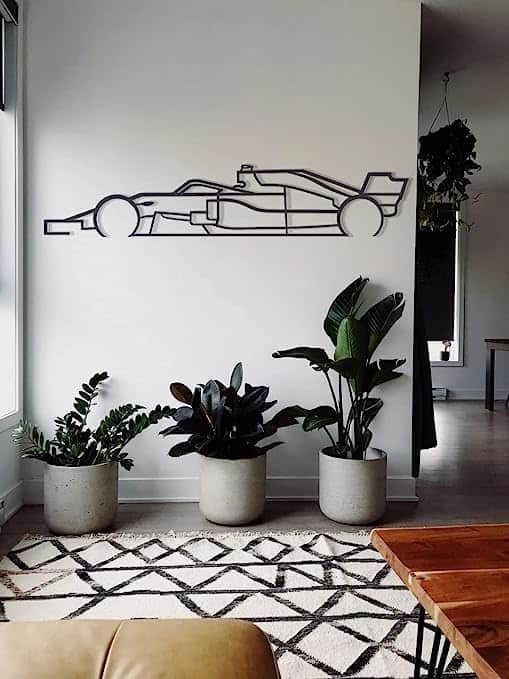 Herrlich Homes Formula 1 Car Silhouette Wall Art, F1 Metal Wall Art, Gift For Car Lovers, Car Silhouette, Gift for Boyfriend, Man Gift, Decor for Garage | 90 cm