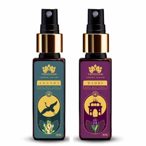 VRINDAAM Blissful & Fresh Body Mists | Pure, Ayurvedic Body Spray for Men & Women | Cruelty-Free (100 ml, Pack of 2)