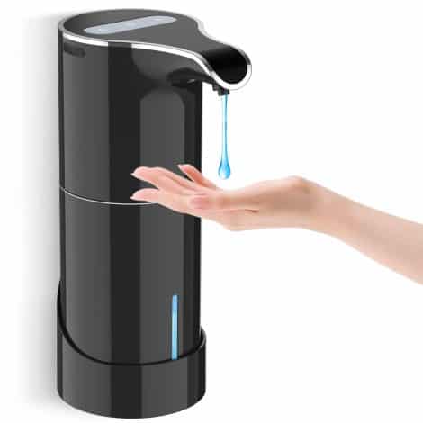 Black Rechargeable Touchless Soap Dispenser, Electric Hand Sanitizer Pump with Adjustable Soap Volume for Indian Homes.