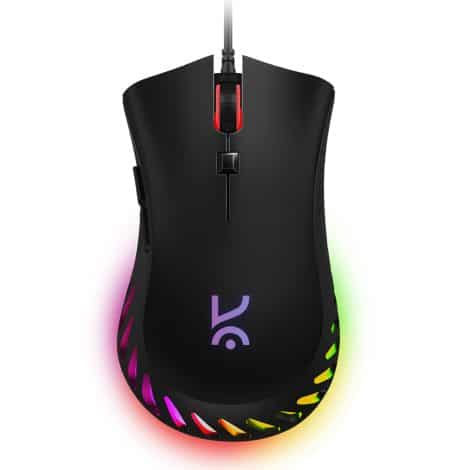 Kreo Falcon Gaming Mouse: Customize buttons, colorful lights, top sensor, adjustable DPI, long cable, quick mode, light & sturdy.