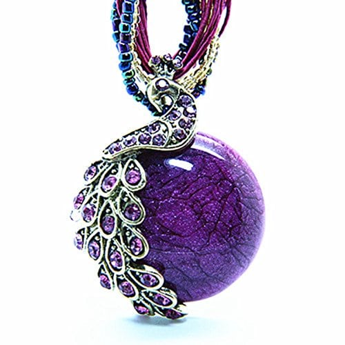 Christmas Gifts Ideas Zonman Pretty Jewelry Retro Bohemia Style Pendant Opal Phoenix Peacock Necklace Christmas Gifts (P5)