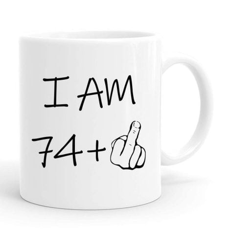 Funny 75th birthday mug gift for men, with “I AM 75” design. Perfect for friend, dad, grandpa, or coworker.