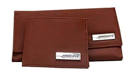 Brown Handcuffs Couple Wallet Set for Him & Her – Perfect Gift Combo for Indian Couples.