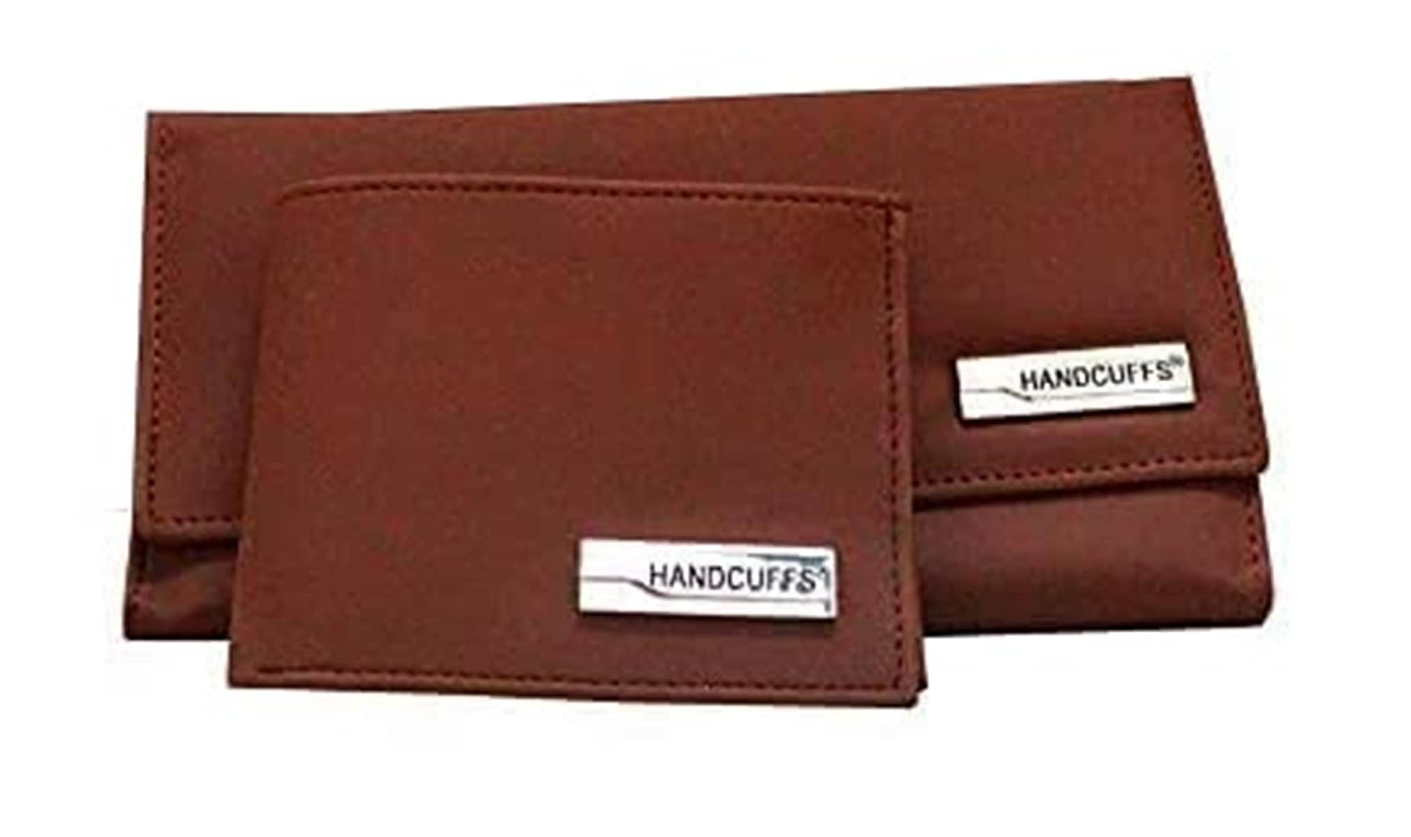 Handcuffs Couple Wallet Set Gift Combo Couples Purse Wallets for Men's & Women's - Brown