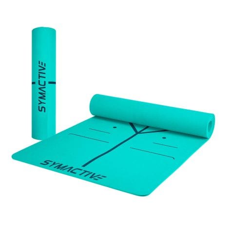 Amazon Brand – Symactive 6 mm High Grip Soft TPE Yoga Mat (2×6 Ft, Teal Green) + Carrying Strap for Men & Women.