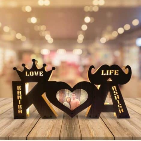 apnaphoto® Wooden Love LED Lamp – Perfect Personalized Gift for Indian Couples Celebrating Marriage or Anniversaries