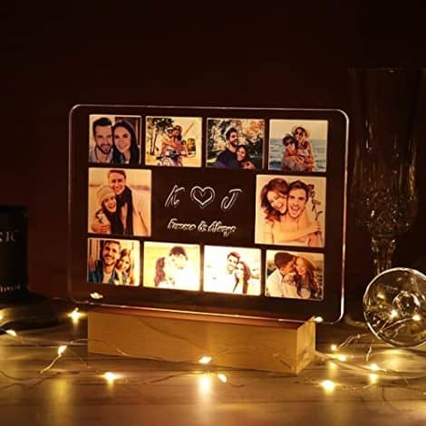 Customized Acrylic 3D Illusion Collage Photo Light with Remote: Perfect Birthday, Anniversary, Wedding Gift (20X22 cm).