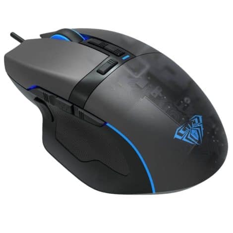 Aula F808 Gaming Mouse with Side Wings, Macro Programming | 4200 DPI Sensor, LED Lights, Wired (Black)