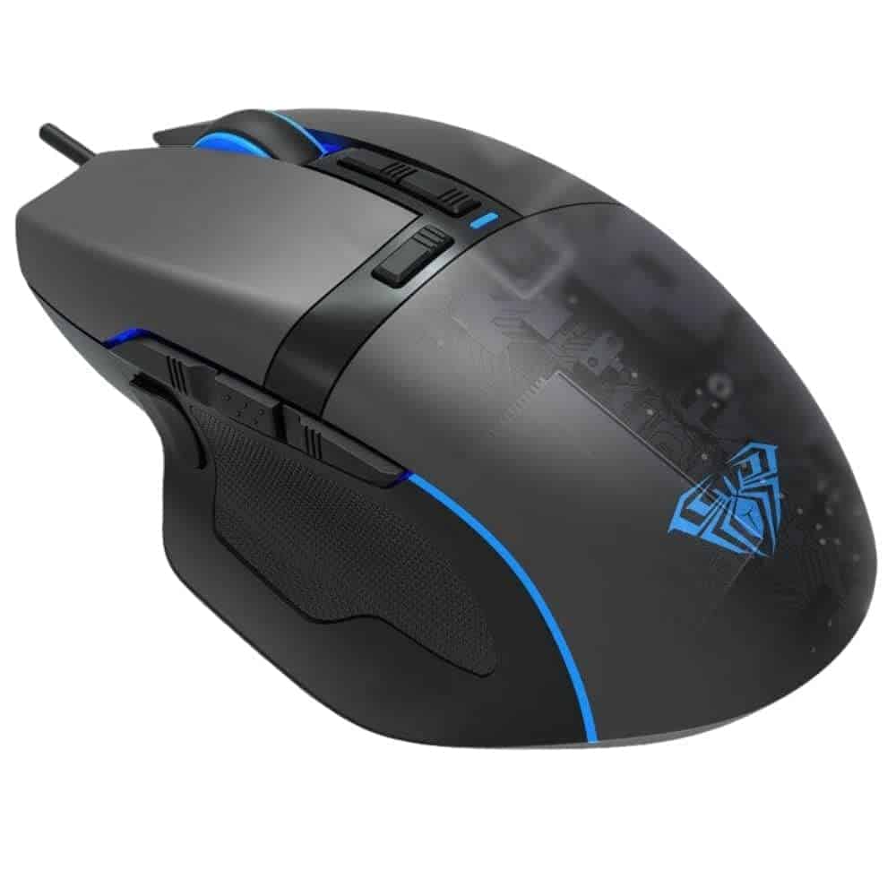 Aula F808 Professional Gaming Mouse with Gamer Side Wings, Macro Programming 10 Buttons | 4200 DPI Optical Sensor, Atmospheric Light Switch, USB Wired Gaming Mouse for Desktop & PC Gamers (Black)