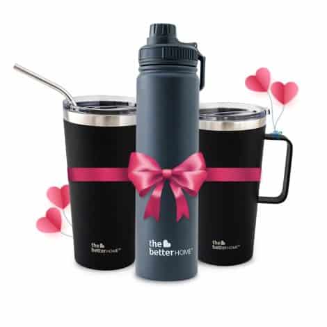 Valentine’s Day Gift Set: Insulated Steel Bottle, Coffee Mug & Tumbler for Him or Her.