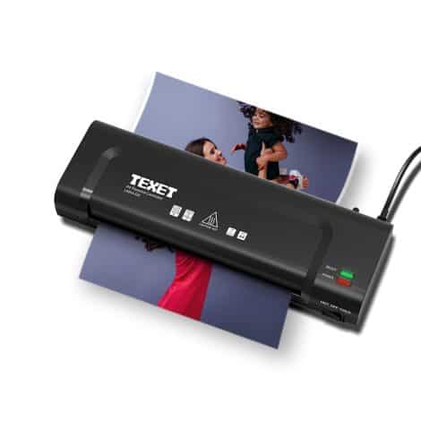 Texet LMA4-QX Portable Laminator: Fast Warm Up, Easy Jam Release, Hot/Cold Switches for Home and Office.