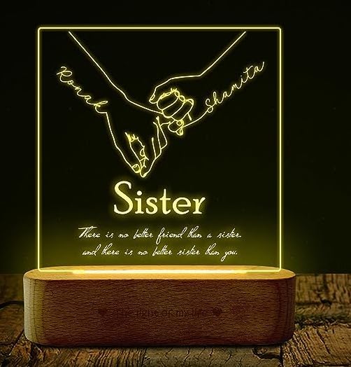 ZOCI VOCI Personalized Engraved Lamp -Rakhi Gift for Brother and Sister or Siblings | Unique Gift for Rakhi (Sister Love)