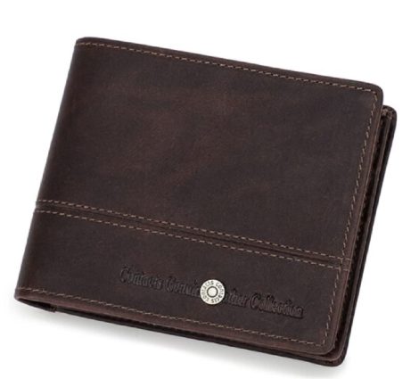 Men’s Genuine Leather Wallet with RFID Blocking, 14 Card Slots, 1 ID Window, and Zipper Coin Pocket (Brown)