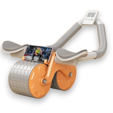 YOGIMOONI 2023 Ab roller, 2 in 1, Auto Rebound, Dynamic Fitness Wheel for Abs, with Phone Stand.