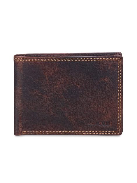 Mai Soli RFID Protected Classic Leather Men’s Bifold Wallet with Gift Box – Brown.