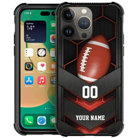 Customized Football Phone Case for Apple iPhone 14 Pro Max, suitable for all sports lovers, perfect gift.