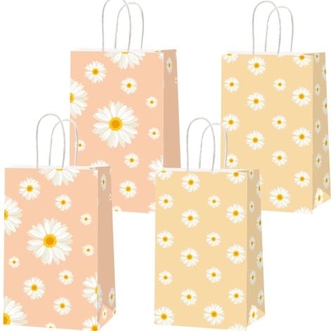 12 Daisy Flower Goodie Bags – Ideal for Girls’ birthday parties, baby showers, and weddings.