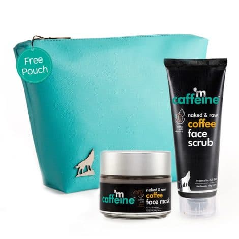 mCaffeine Coffee Skin Brightening Kit | Free Teal Pouch | Clears, Brightens, & Detoxifies Skin | Gentle, Chemical-Free