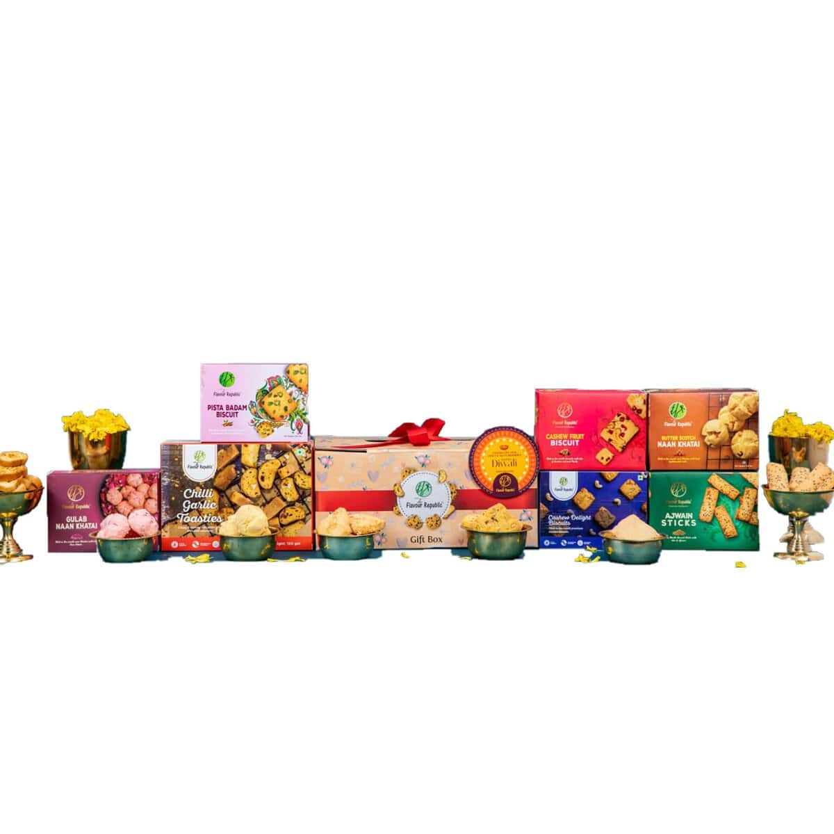 The Flavour Republic Premium Diwali Treat Gift Hamper Combo Box | Naan Khatai | Savoury Biscuits | Dry fruit Biscuits| Chilli Garlic Toast | Healthy Snacks| Rakhi | Birthday/ Anniversary | Diwali Friends & Family Gifts | Corporate Gifting | Gourmet Snack Box