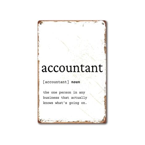 Vintage Tin Sign: Decorative Wall Art for Accountants. Perfect gift for home or office!