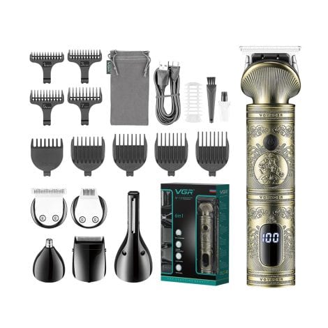 VGR V-106 6-in-1 Grooming Kit: Trim, style, shave for face, hair and body with 180 mins runtime.