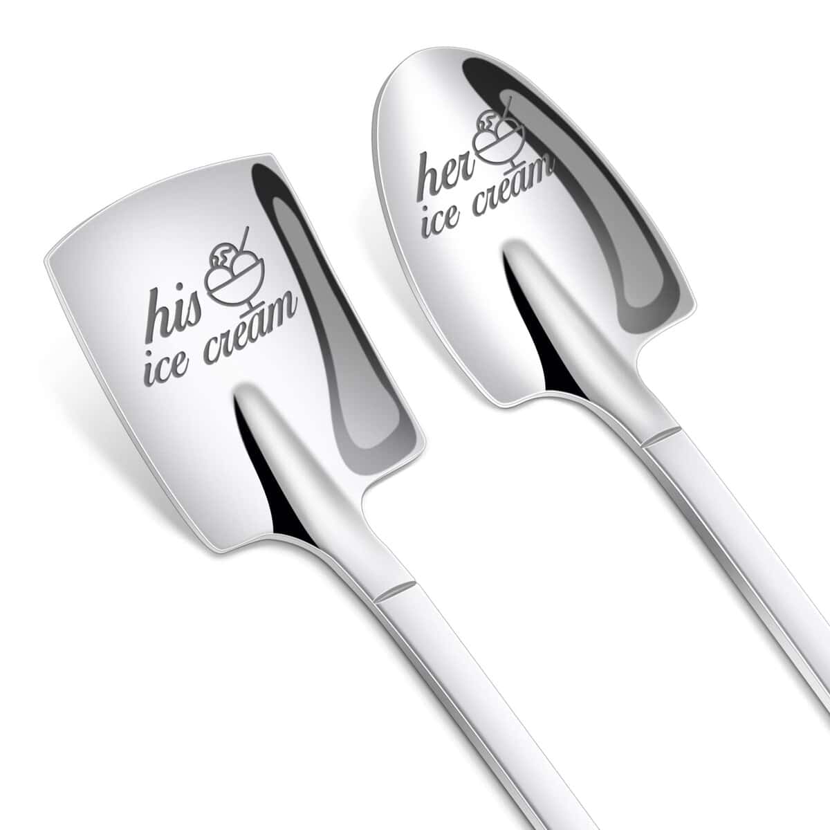 PRSTENLY Christmas Birthday Gifts for Husband Wife, 2 Pcs His and Hers Ice Cream Spoons Boyfriend Girlfriend Couples Gift Ideas, Wedding Anniversary Engagement Gifts for Couples Him Her