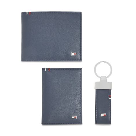 Tommy Hilfiger Navy Men’s Gift Set: Wallet, Card Case, Keyfob – Made of Leather + Stylish.