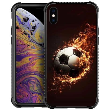 DJSOK Football Fire Case for iPhone XR provides scratch and shock protection for Indian fans.