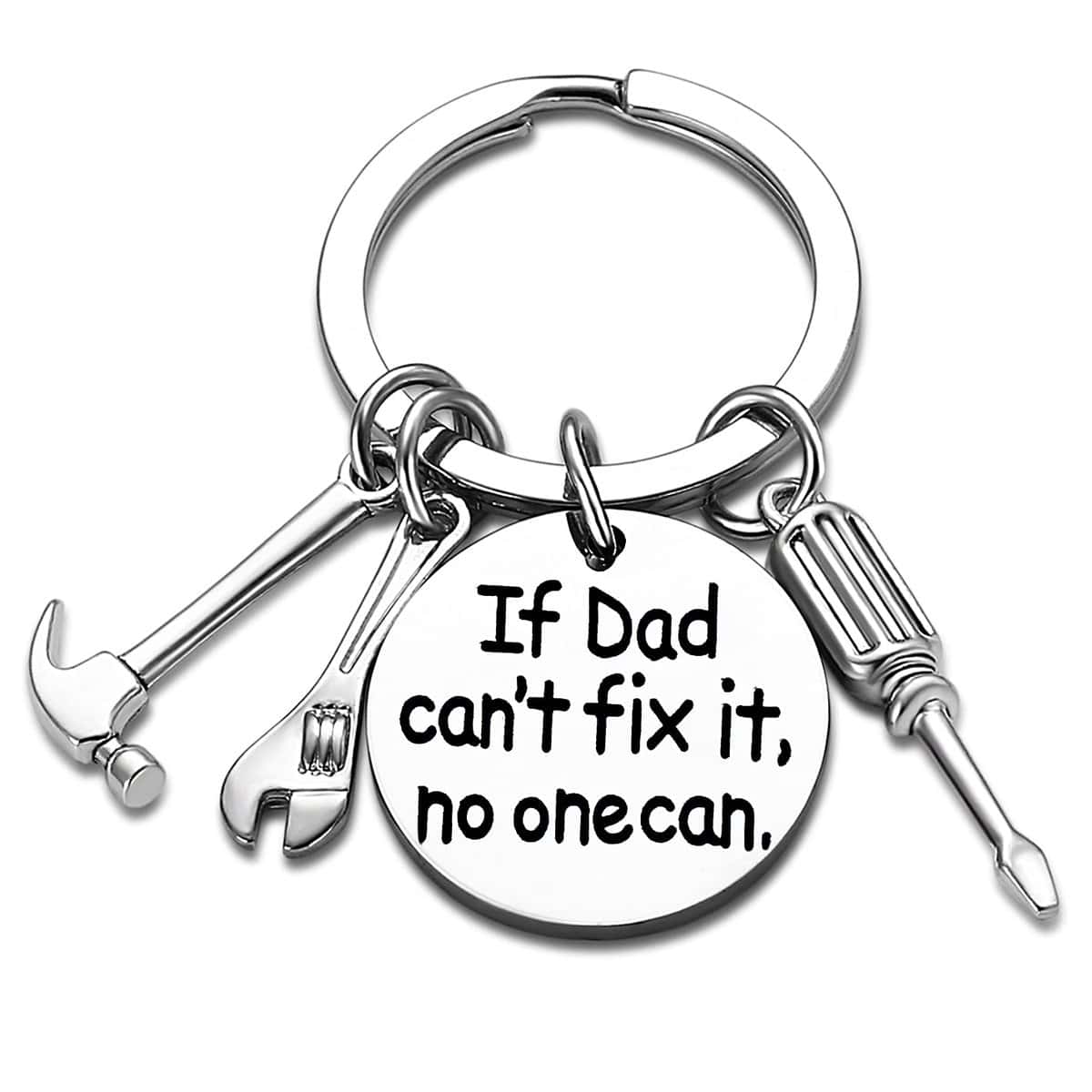 Dad Keychain Dad Gifts from Son Daughter Christmas Gift Keyring Father's Day Gift for Dad Papa Daddy (If dad Can't fix it, no one can)