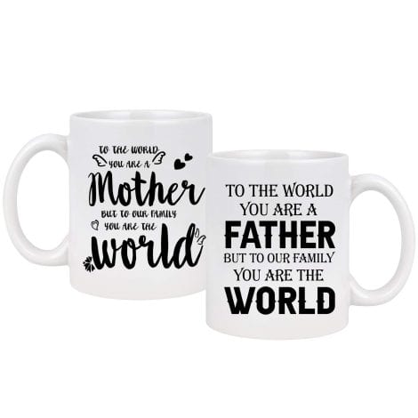 Pair of mugs for parents, ideal for gifting, with a sentimental touch for Indian market.