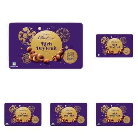 Cadbury Celebrations Fruit & Nut Chocolate Gift Box, 177 g (Pack of 5) for Indian consumers.