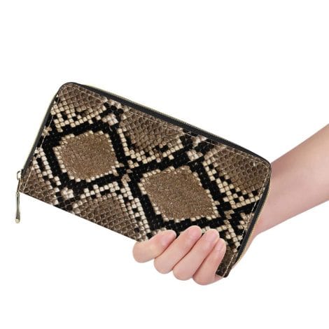 Stylish Vintage Snakeskin Wallet for Women with Zipper, Credit Card Holder – Ideal Gift.