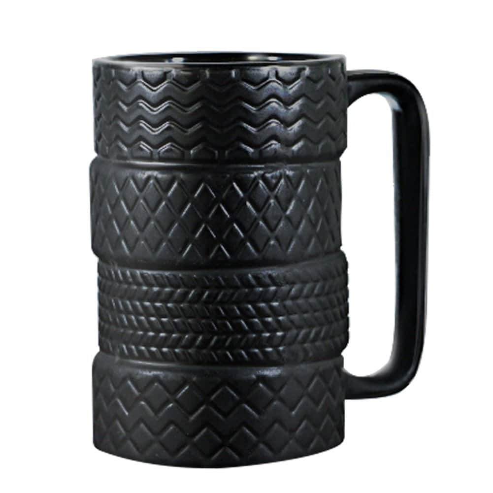 EPFamily 3D Cool Car Mug Tyre Tire Interior Durable Coffee Tea Cup Attractive Mugs Personalized Porcelain Gifts for Men Women Car Lover 14.5 oz Black