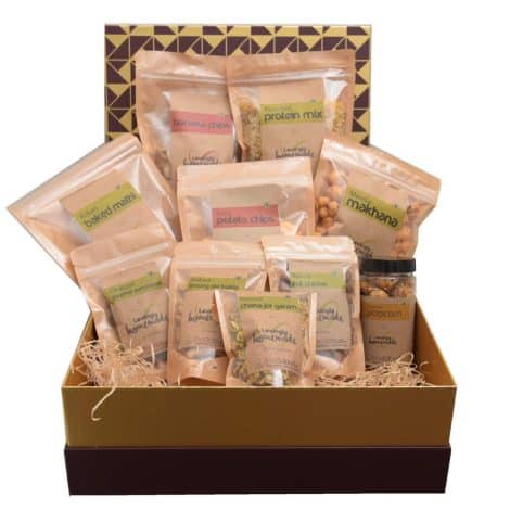 FOODCLOUD.IN Snack Box with 10 Healthy, Tasty, and Nutritious Vegan, Gluten-Free, and High-Protein Snacks.