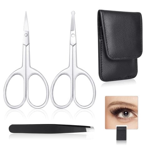 GentleGroom Scissors: Handy grooming tool set for men & women, including scissors, mirror, tweezer & travel case.