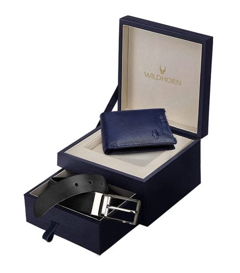 WildHorn Oliver Leather Wallet & Classic Leather Belt Combo, perfect gift for stylish Indian men.