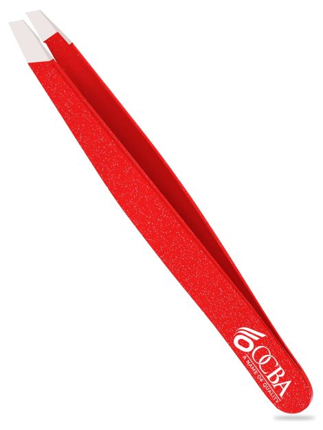 OCBA Face Hair Tweezers for Precision Eyebrow Grooming – Premium Stainless Steel Red Coated, for Indian men and women.