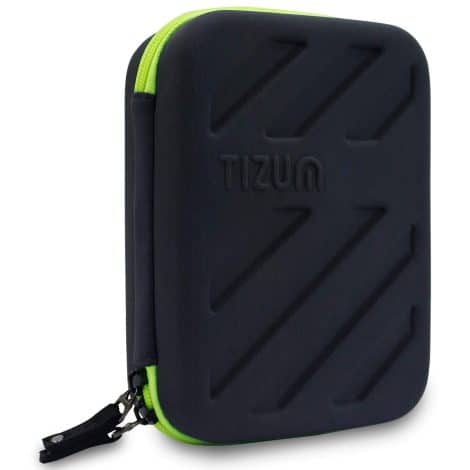 Tizum Travel Gadget Organizer: Compact, Black, Perfect for USB cables, power banks, hard disks, and more, 8″x5.7×2.6″.