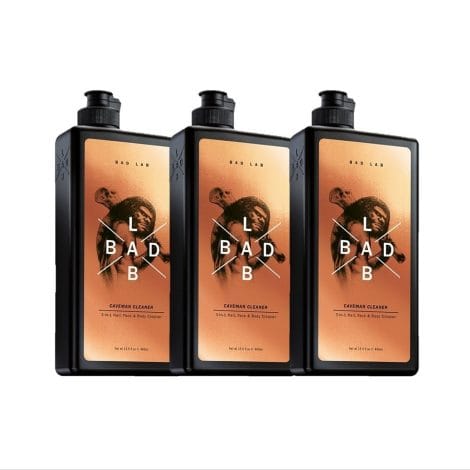 Bad Lab Valentine’s Day gift set for men with Caveman 3 in 1 wash, giving revitalization and endurance.