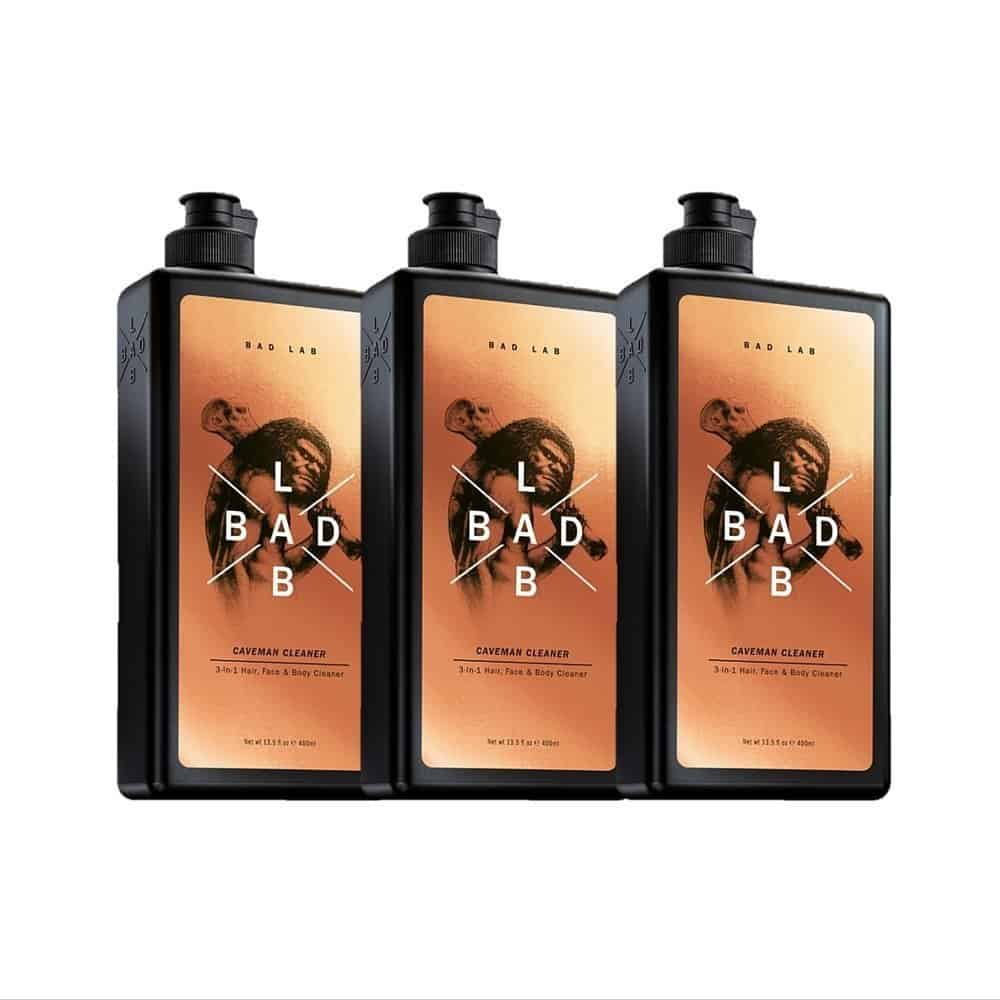 Bad Lab Valentines Gifts Bad Lab Caveman 3 in 1, Hair, Face, Body Wash, Revitalizing and High Endurance, Set for Men, Gift Pack of 3 (13.5 oz)