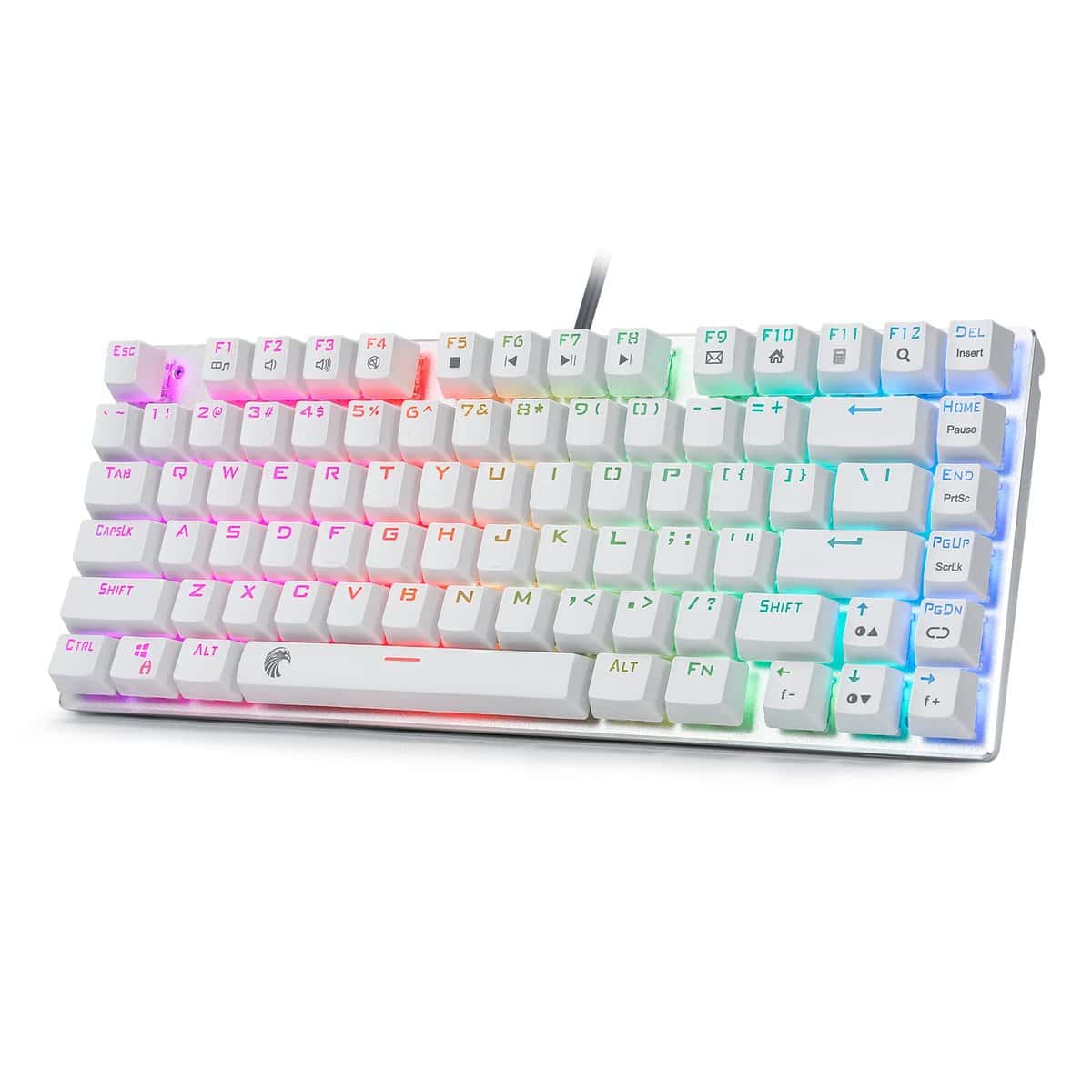 HUO JI Mechanical Gaming Keyboard Pluggable Blue Switch, E-YOOSO Z-88 RGB Backlit, USB Type-C Cable Detachable, Compact 81 Keys, for Windows PC Mac