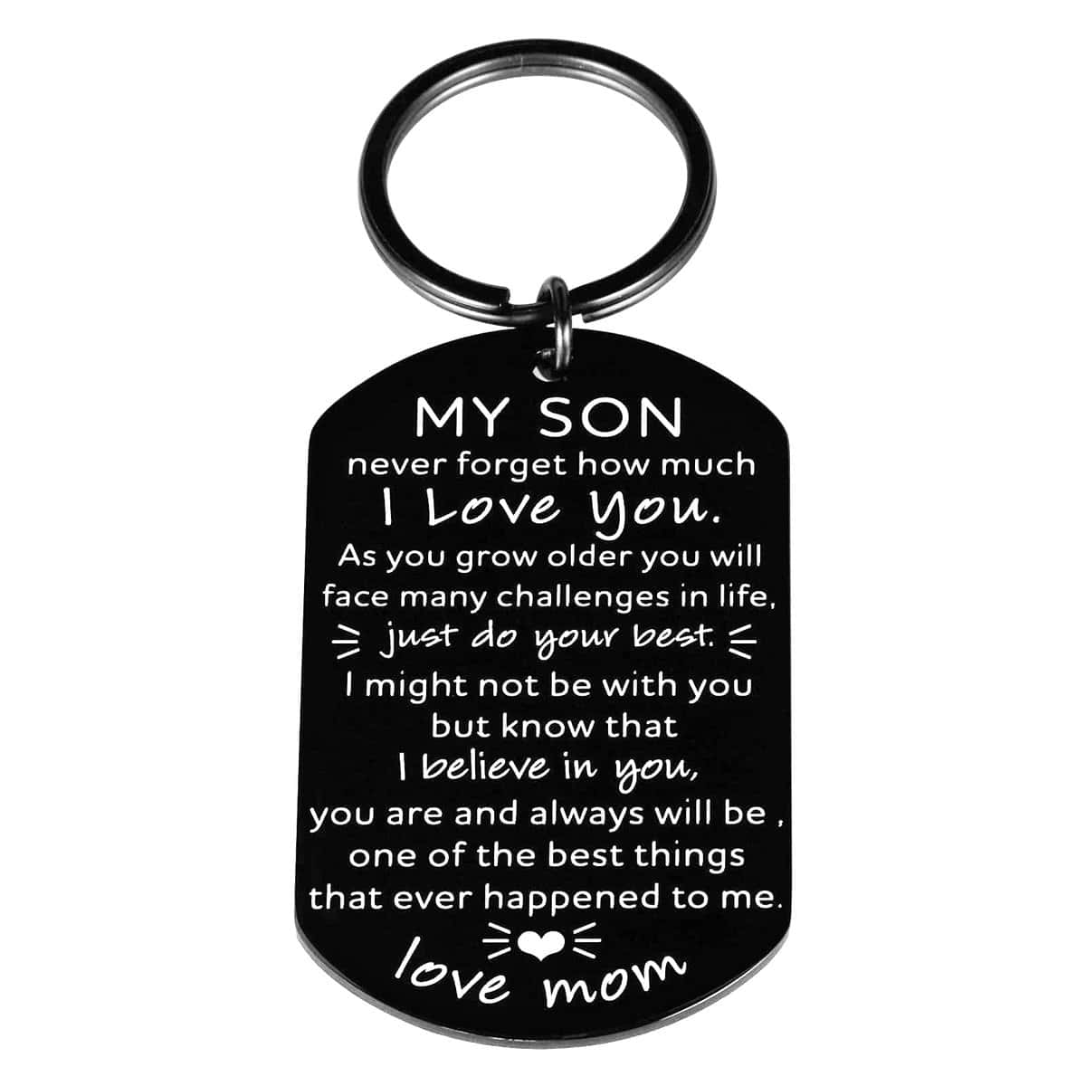 Son Gifts from Mom, Inspirational Key Chain to My Son from Mom-Never Forget I Love You Birthday Gifts for Teen Boy Him Men Graduation Gifts for Son Wedding Anniversary Christmas Keyring Jewelry