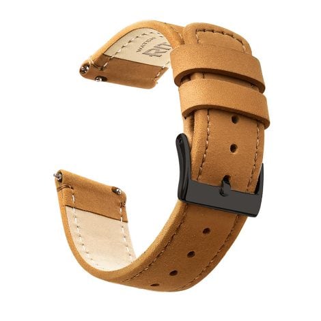 Ritche Brown Leather Watch Band with Quick Release, 18mm, Black Buckle – Perfect for Men.